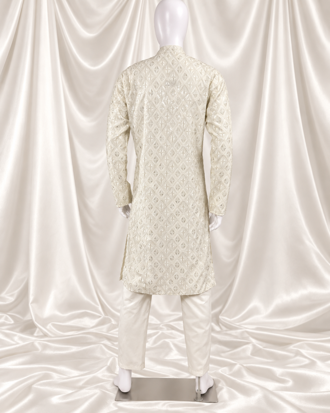 Classic Ivory Embroidered Kurta - Image 4