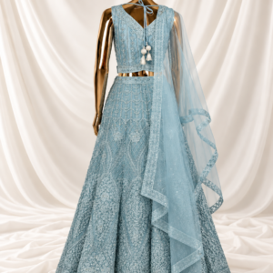 Powder Blue Embroidered Lehenga