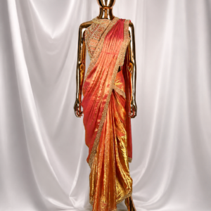Pink & Gold Shimmer Stitched Saree