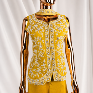 Yellow Embellished Palazzo Suit