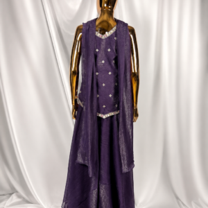 Dark Purple Shimmer Palazzo Suit