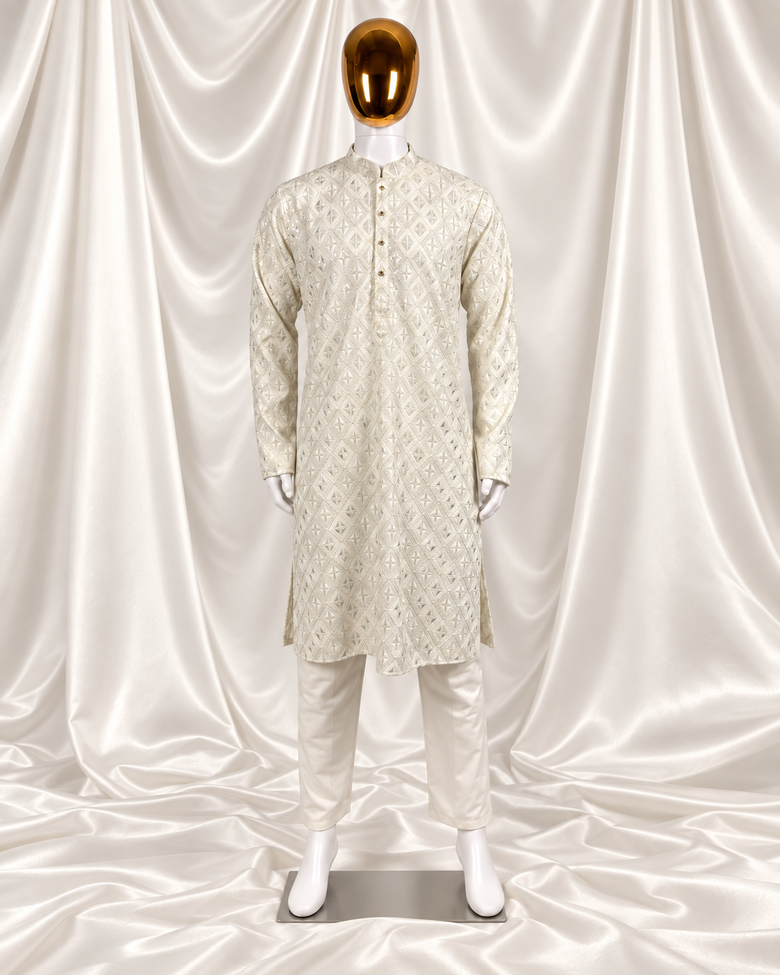 Classic Ivory Embroidered Kurta - Image 5