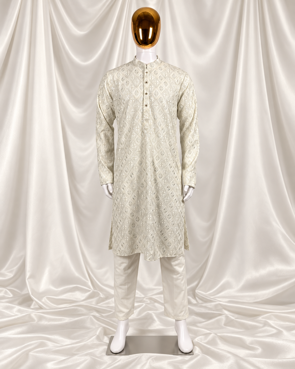 Classic Ivory Embroidered Kurta