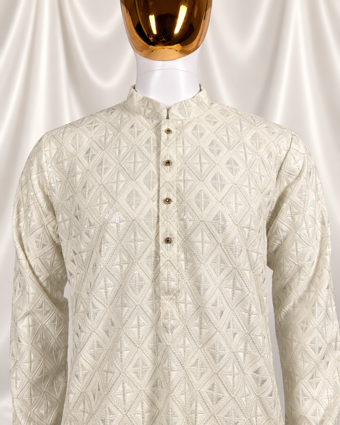 Classic Ivory Embroidered Kurta - Image 2