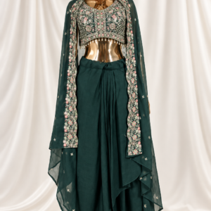 Dark Green Indowestern Piece
